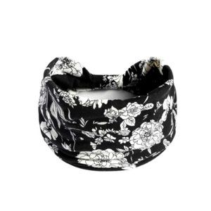 Black Floral Sketch Headband Bohemian Hair Accessories Boho Vintage Style Yoga